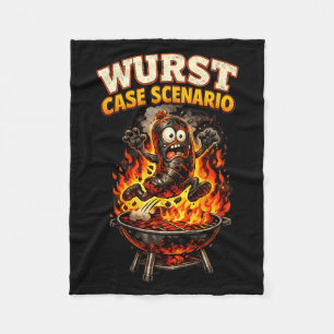 Wurst Case Scenario Funny Saying Bbq Lover Humour Fleece Blanket