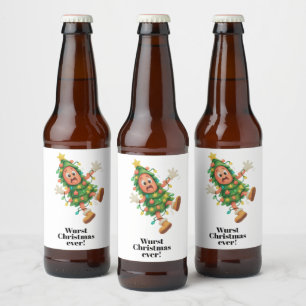 Wurst Christmas ever! Funny Salami Beer Bottle Label