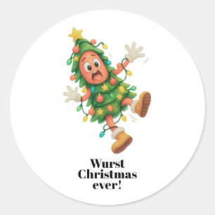 Wurst Christmas ever! Funny  Salami  Classic Round Sticker