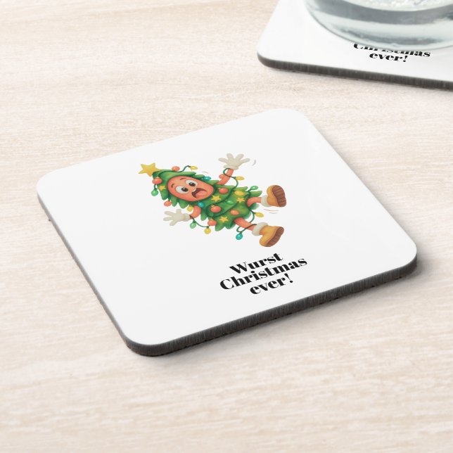 Wurst Christmas ever! Funny  Salami  Coaster (Left Side)