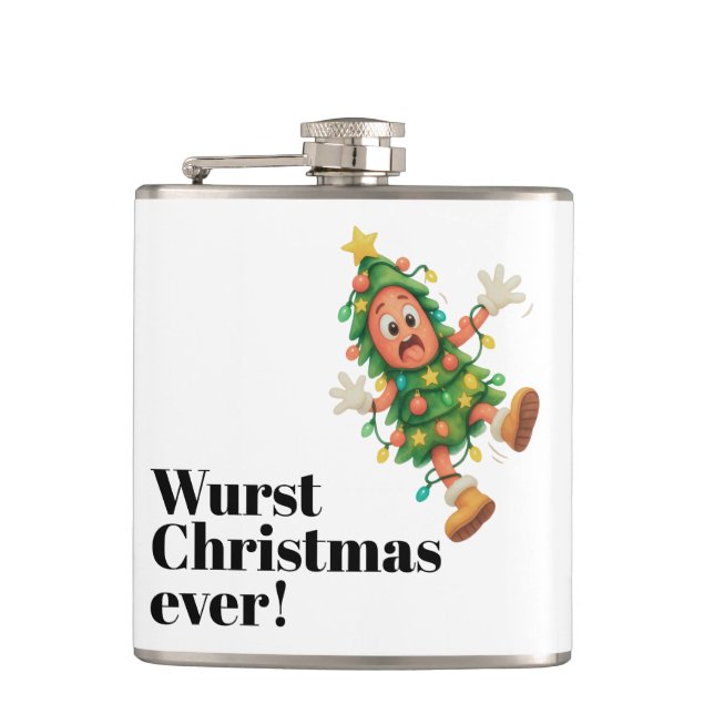 Wurst Christmas ever! Funny  Salami  Hip Flask (Front)