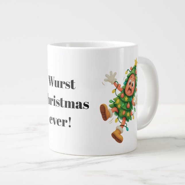 Wurst Christmas ever! Funny  Salami  Large Coffee Mug (Front Right)