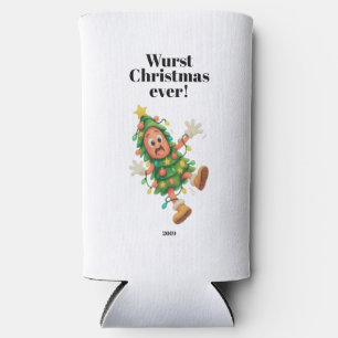 Wurst Christmas ever! Funny Salami photo Seltzer Can Cooler