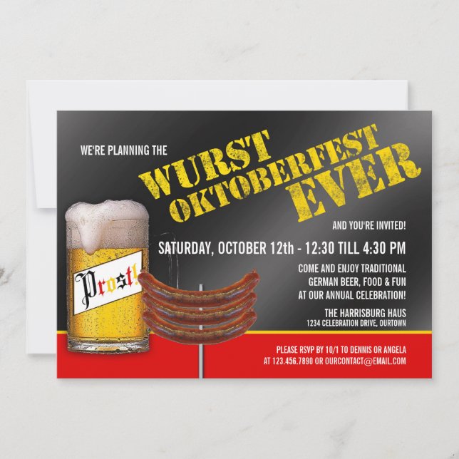 Wurst Oktoberfest Party Invitations (Front)