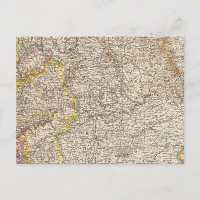 Wurttemberg, Bayern Atlas Map of Germany Postcard (Front)