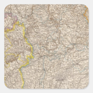 Wurttemberg, Bayern Atlas Map of Germany Square Sticker