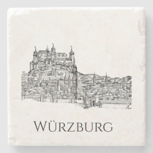 Würzburg Bavaria Cityscape Minimalist Line Art Stone Coaster