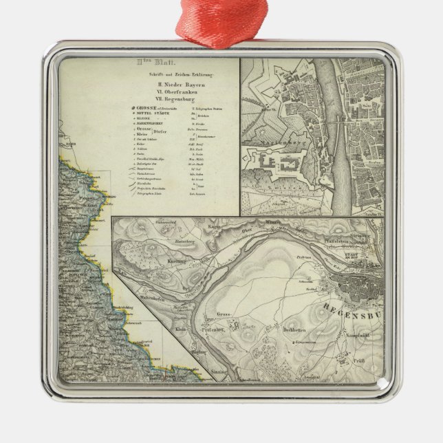 Wurzburg, Bavaria, Regensburg Metal Tree Decoration (Front)