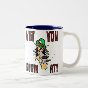 WUT YOU LOOKIN AT? Vingonline Mascot hotrods neon Two-Tone Coffee Mug