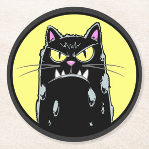 Wütende Katze Round Paper Coaster