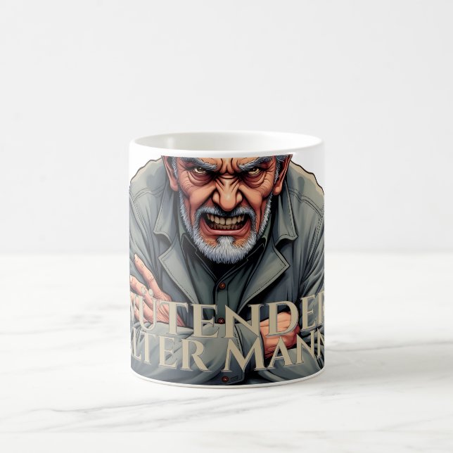 Wütender Alter Mann – Cartoon-Illustration Coffee Mug (Center)