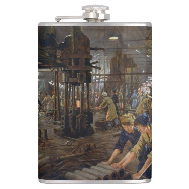 WW1 1918 Women Working at a Munitions a Factory  Hip Flask (Front)