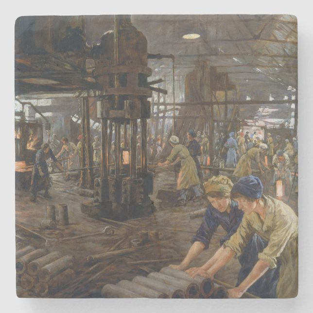 WW1 1918 Women Working at a Munitions a Factory  Stone Coaster (Front)
