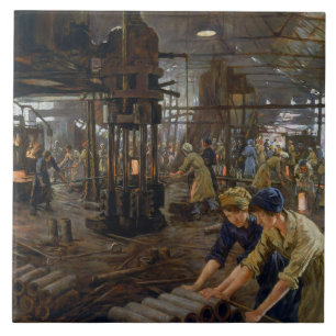 WW1 1918 Women Working at a Munitions a Factory Tile