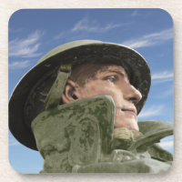 WW1 Soldier in Trench Coat and Helmet
