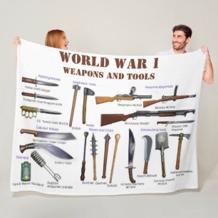 WW1 WEAPONS AND TOOLS FLEECE BLANKET
