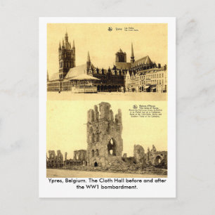 WW1 - Ypres, the Cloth Hall Postcard