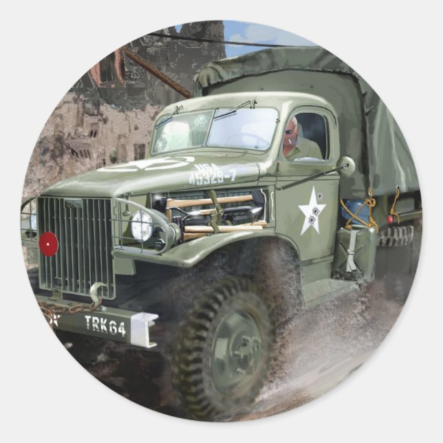 WW2 American Army Truck Classic Round Sticker (Front)