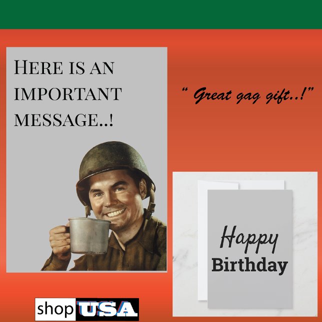 WW2 Army Guy Fab Funny Birthday  Invitation (Creator Uploaded)