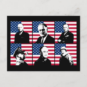 WW2 Heroes and the American Flag Postcard