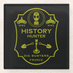 WW2 Trench Battlefield Metal Detecting Club Glass Coaster