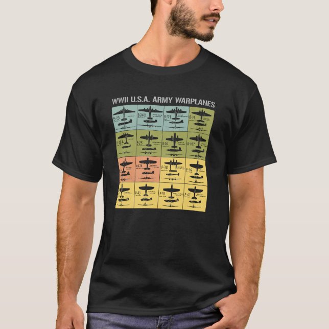 WW2 USA Amy War Planes T-Shirt (Front)