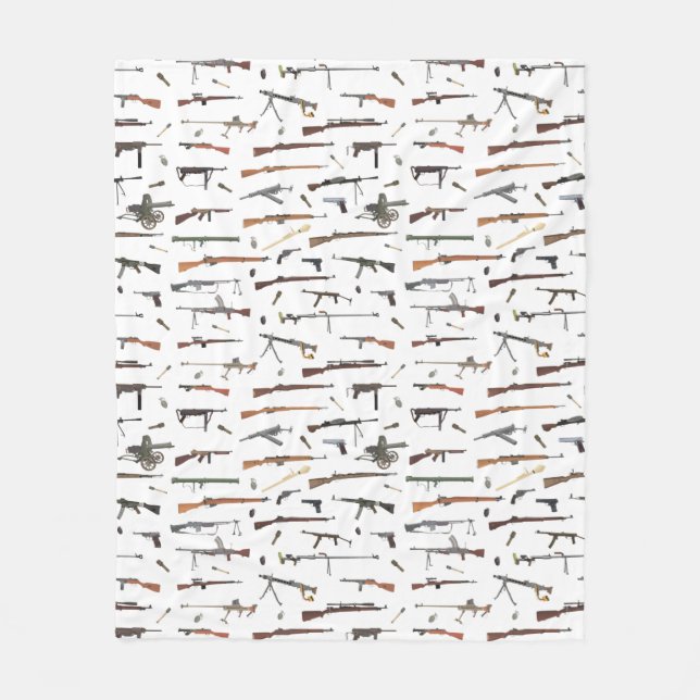 WW2 Weapons Pattern Fleece Blanket (Front)