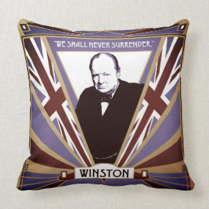 WW2 Winston Churchill Art Deco style Union Jack Cushion