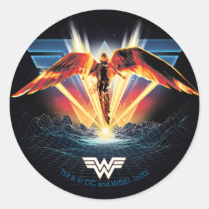 WW84   80's Retrowave Wonder Woman Graphic Classic Round Sticker