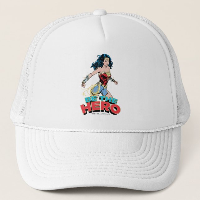 WW84 | Be The Hero Wonder Woman Retro Comic Art Trucker Hat (Front)