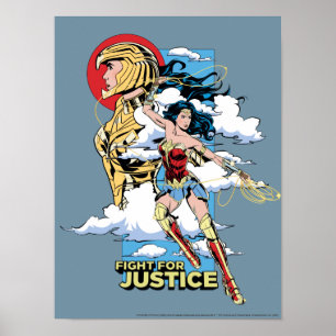WW84   Fight For Justice Wonder Woman Retro Comic Poster