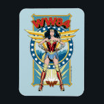 WW84 | Retro Comic Wonder Woman Character Badge Magnet<br><div class="desc">Wonder Woman (1984) | A retro comic book style badge of Wonder Woman featuring "WW84" written overhead.</div>