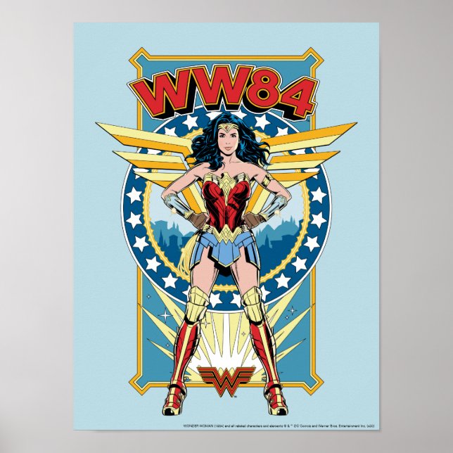 WW84 | Retro Comic Wonder Woman Character Badge Poster (Front)