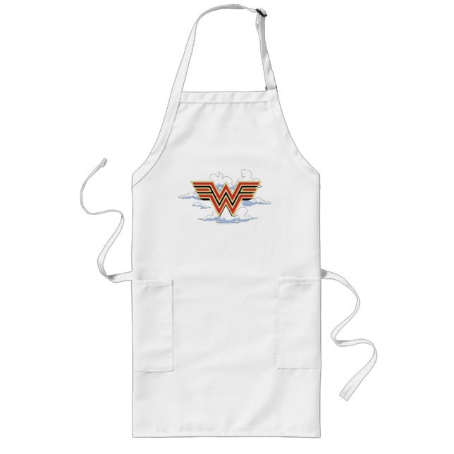 WW84 | Retro Comic Wonder Woman Logo Cloud Pattern Long Apron (Front)