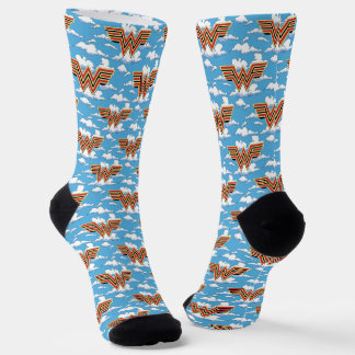 WW84 | Retro Comic Wonder Woman Logo Cloud Pattern Socks