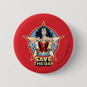 WW84 Save The Day Wonder Woman Retro Comic Art 6 Cm Round Badge