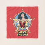 WW84 | Save The Day Wonder Woman Retro Comic Art Scarf<br><div class="desc">Wonder Woman (1984) | Retro comic book art of Wonder Woman,  hands on hips,  within a golden lasso bordered star.</div>