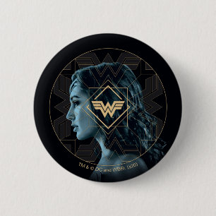 WW84 Wonder Woman Logo Patterned Portrait 6 Cm Round Badge