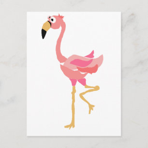 WW- Funny Flamingo Primitive Art Cartoon Postcard