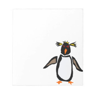 WW- Funny Rockhopper Penguin Primitive Art Notepad