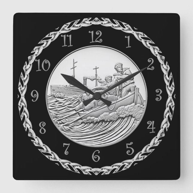  WWI Centennial Medal Coast Guard Coin ~  Square Wall Clock (Front)