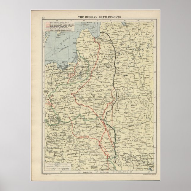 WWI Eastern Front Map Poster (Front)