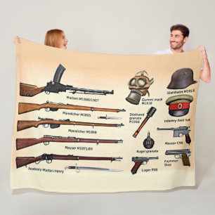 WWI GERMAN MILITARY EQUIPMENT FLEECE BLANKET