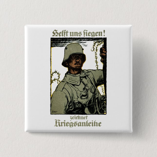 WWI German War Bond Poster 15 Cm Square Badge (Front)
