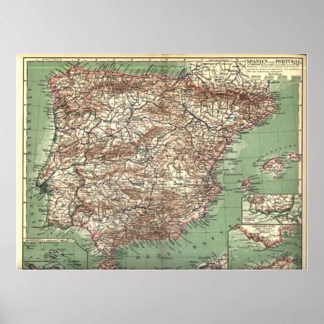 WWI Map of Spain and Portugal Poster (Front)