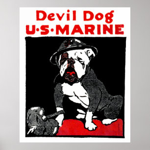 WWI Marine Corps Devil Dog Poster