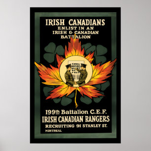 WWI Propaganda Poster Irish Canadian Rangers