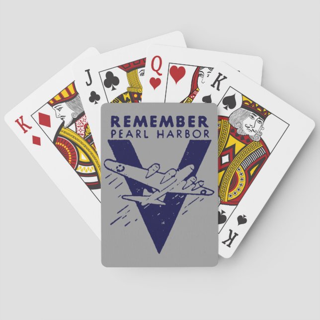 WWII Blue Remember Pearl Harbour Playing Cards (Back)