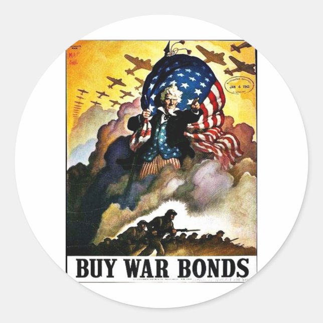Wwii Bonds1 Classic Round Sticker (Front)