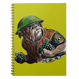 WWII bulldog dog soldier Sgt. Rover Spiral Notebook